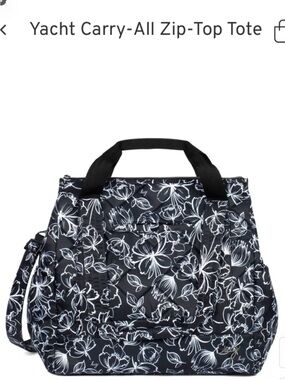 Lug “Baby Yacht” Carryall Tote/Travel Bag. Outline Floral Black. NWT